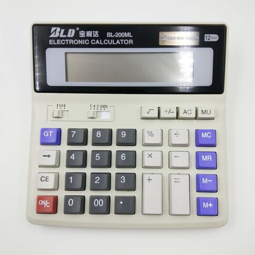 宝利达BL-200计算器12位数量太阳能+一节5号电池 商品图3