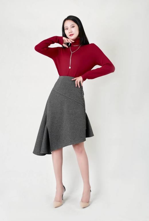 流苏链装饰斜下摆鱼尾侧吊脚半裙 商品图0