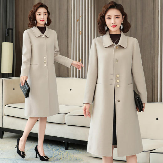 上海旗袍厂KQ-838020双面羊绒大衣女中长款2020秋冬新款时尚气质娃娃领双面呢羊毛外套 商品图2