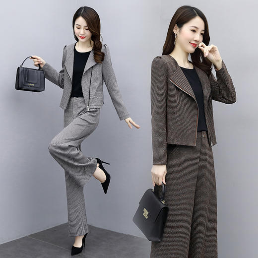 时尚气质，格纹小西装阔腿裤两件套HR-GJC2958 商品图3