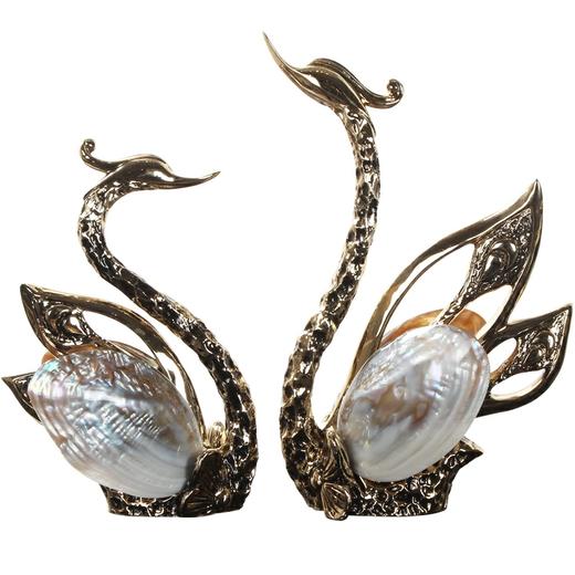 E-YSR-M7 花羽翅对天鹅摆件 玫金 澳洲真贝系列 商品图4