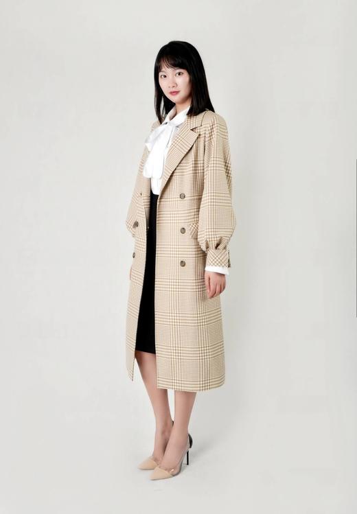 灯笼袖双排扣风衣（附腰带） 商品图0