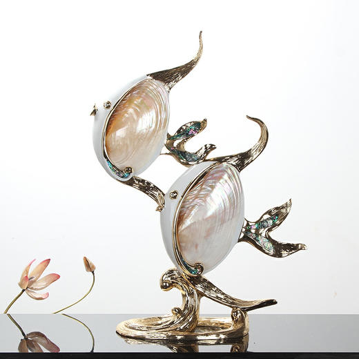 双飞鱼  澳洲真贝系列 贝壳鱼摆件结婚礼物送新人欧式轻奢创意高档客厅玄关酒柜家居装饰品 创意 时尚 鱼 精美 摆件 商品图3
