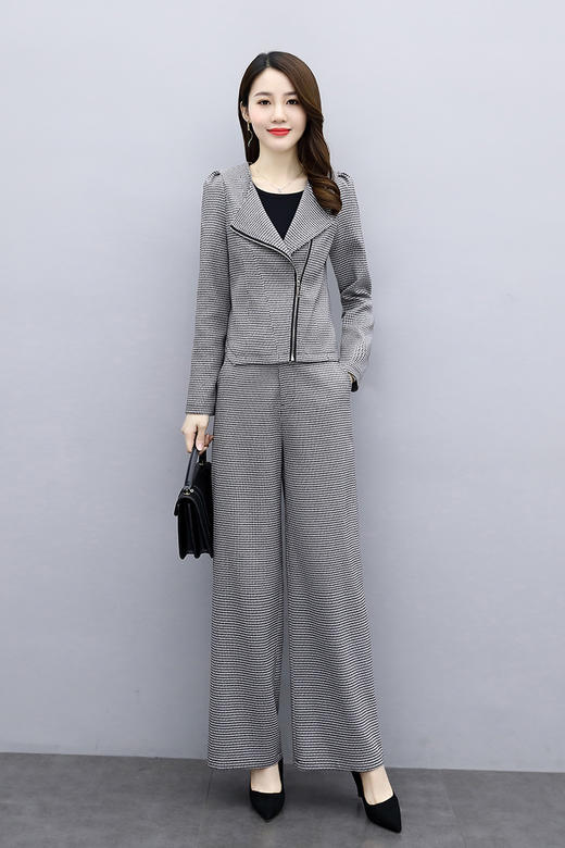 时尚气质，格纹小西装阔腿裤两件套HR-GJC2958 商品图4