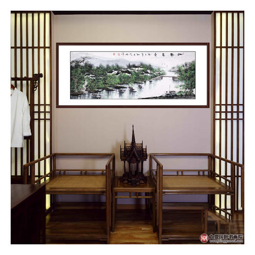 高云鹏《江南春色》68*178cm 山水横幅作品 茶室/卧室挂画 商品图3