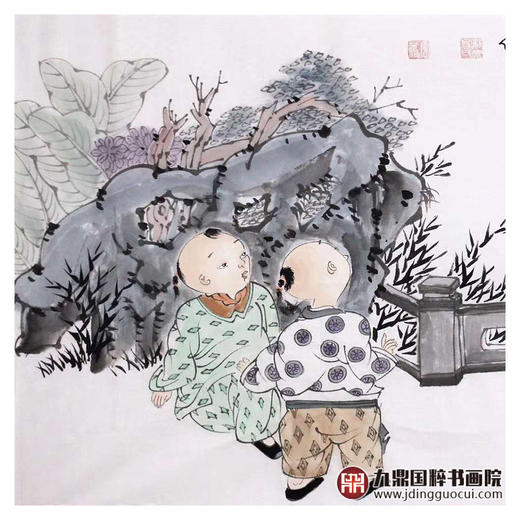 高云鹏《五子登科》68*130cm 人物横幅作品 茶室/客厅挂画 商品图3