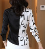 MQQ-AB437526DCX缎面黑白色上衣西装领系带收腰显瘦不规则设计感衬衫 商品缩略图3