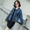 LJY-CS20188女装韩版翻领字母刺绣短款牛仔外套 商品缩略图0