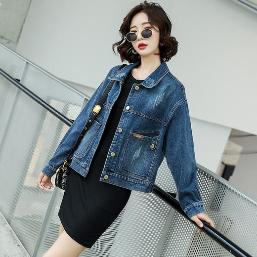 LJY-CS20188女装韩版翻领字母刺绣短款牛仔外套 商品图0