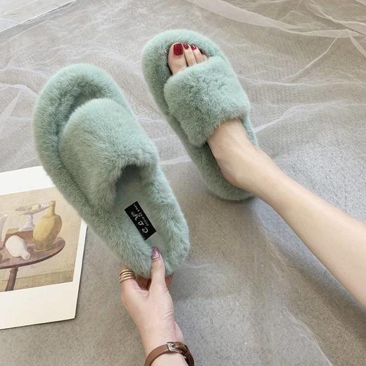 毛毛拖鞋女秋冬网红懒人棉拖鞋 商品图0