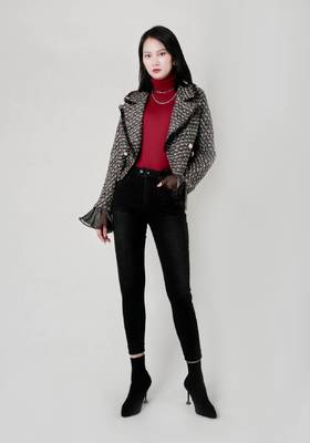 袖口可拆大西服领夹克