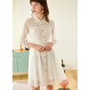 欧芮儿款新款七分袖刺绣蕾丝连衣裙女中长款衬衫白色A字裙 商品缩略图1