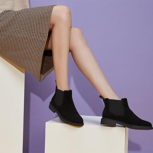 西村名物秋冬新款加绒切尔西靴显瘦显高X29DS43242 商品图2