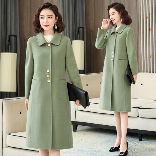 上海旗袍厂KQ-838020双面羊绒大衣女中长款2020秋冬新款时尚气质娃娃领双面呢羊毛外套 商品图3