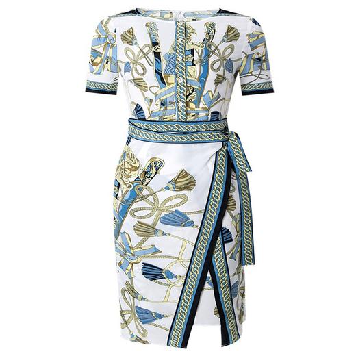 FMY-F20XL31501复古设计感小众圆领修身中长裙 商品图1