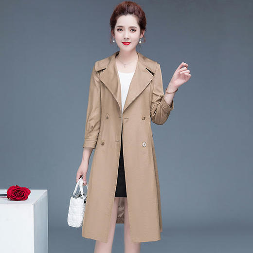 YW-HSY-Y2C032时尚气质中长款显瘦七分袖风衣外套 商品图4