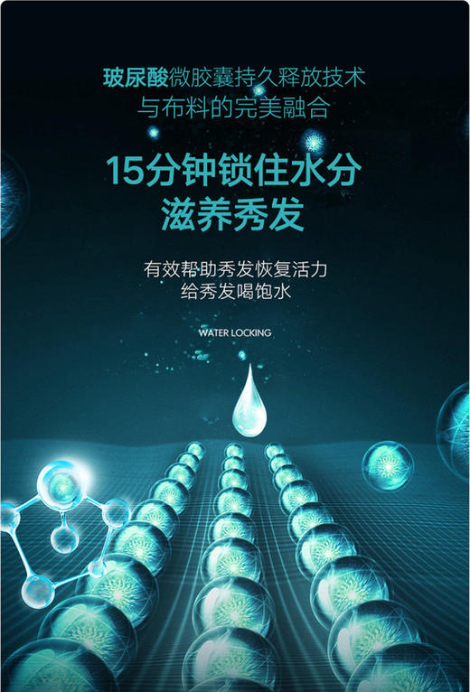 水丝绒玻尿酸干发帽，玻尿酸微胶囊持久释放技术完美融合布料，锁住水分，滋养秀发 商品图3