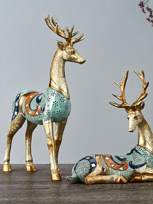 描金招财鹿摆件 客厅电视柜酒柜卧室家居饰品结婚礼物乔迁礼品 时尚摆件 大气 商品图1