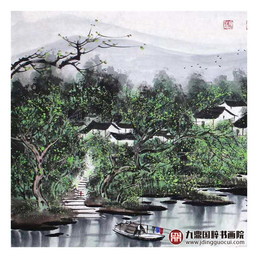 高云鹏《江南春色》68*178cm 山水横幅作品 茶室/卧室挂画 商品图4