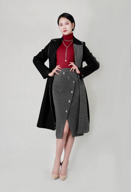 拼接撞色翻领风衣（附腰带） 商品图0