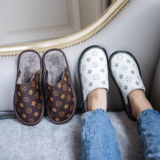 【老花皮拖】2020新款秋冬季情侣棉拖鞋男儿童居家居家用冬天女拖 商品图4