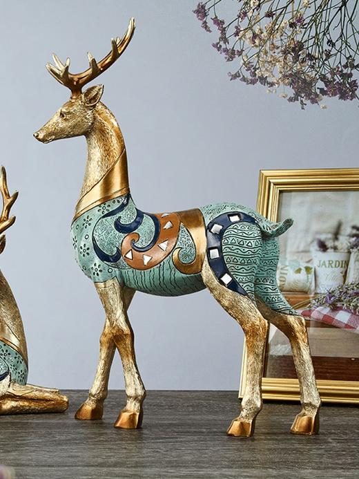 描金招财鹿摆件 客厅电视柜酒柜卧室家居饰品结婚礼物乔迁礼品 时尚摆件 大气 商品图4