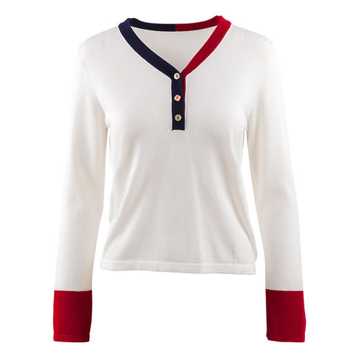 欧芮儿长袖V领短款针织衫女新品百搭套头薄款上衣ins 商品图3