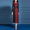 SSGS-M046秋装新款长袖修身黑色拼接毛呢连衣裙 商品缩略图1