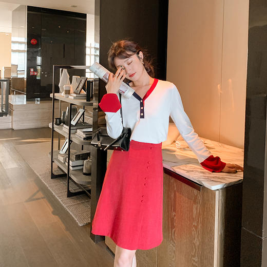 欧芮儿长袖V领短款针织衫女新品百搭套头薄款上衣ins 商品图2