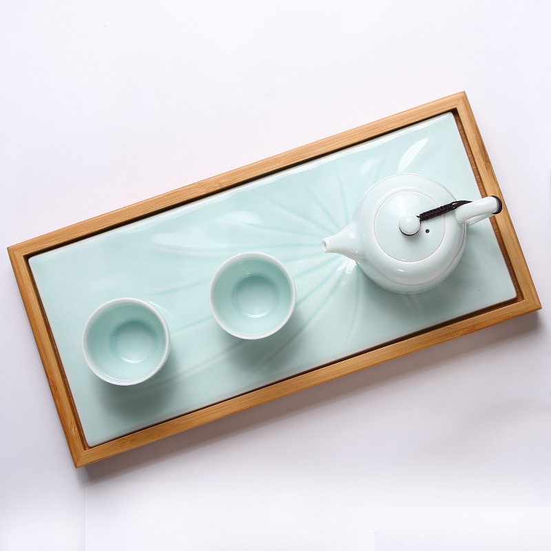 高档合器生茶旅行茶具套装便携包竹制陶瓷茶盘一壶两杯旅行顺祥