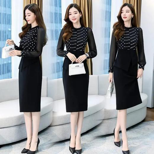 WZNH-ANY261韩版气质显瘦包臀假两件连衣裙 商品图3