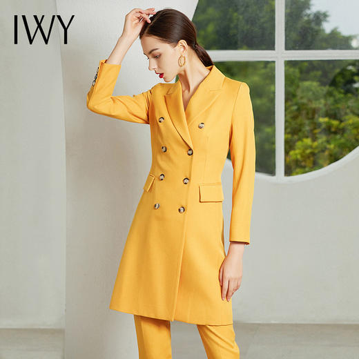 【售罄下架】2020秋季新款黄色长袖西装长裤套装194030C5+P1 商品图2