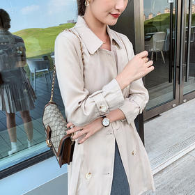 欧芮儿西领连衣裙女中长款早新品收腰显瘦风衣型百褶裙