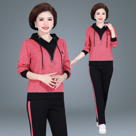 SP-929882中老年运动连帽两件套装女春秋新款大码妈妈秋装洋气外套 商品图1