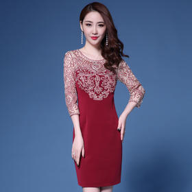 DYSL-Q4106新款盘花重工刺绣花修身包臀小礼服连衣裙