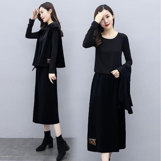 MQQ-8009休闲时尚春秋长袖减龄显瘦背带裙套装 商品图1