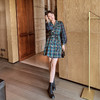 欧芮儿格子西领连衣裙女中长款早新品长袖收腰风衣型裙子 商品缩略图2