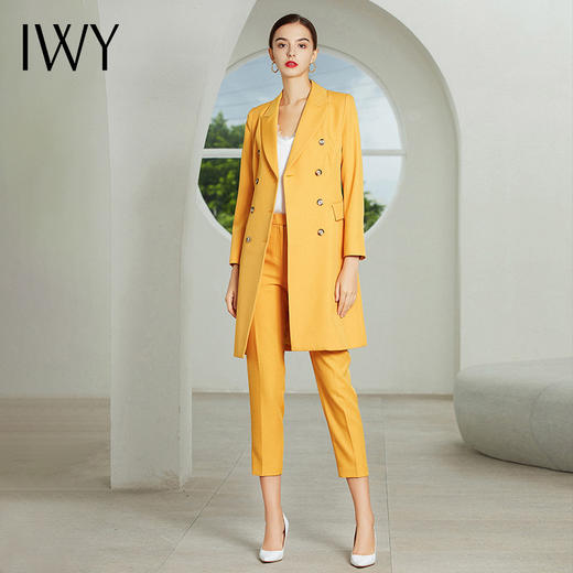 【售罄下架】2020秋季新款黄色长袖西装长裤套装194030C5+P1 商品图4