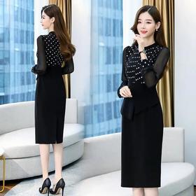 WZNH-ANY261韩版气质显瘦包臀假两件连衣裙