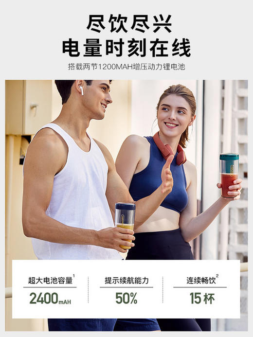 摩飞  英国MORPHY RICHARDS   无线充电迷你果汁杯小型便携式果汁机 MR9800 商品图3