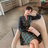 欧芮儿格子西领连衣裙女中长款早新品长袖收腰风衣型裙子 商品缩略图1