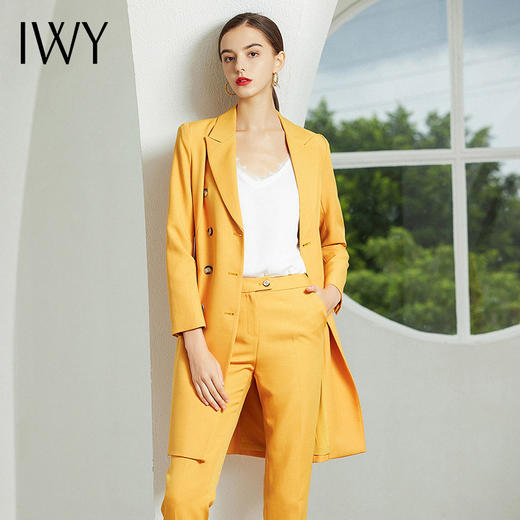 【售罄下架】2020秋季新款黄色长袖西装长裤套装194030C5+P1 商品图0