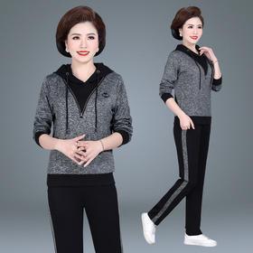 SP-929882中老年运动连帽两件套装女春秋新款大码妈妈秋装洋气外套