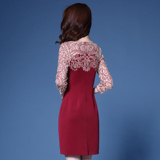 DYSL-Q4106新款盘花重工刺绣花修身包臀小礼服连衣裙 商品图4