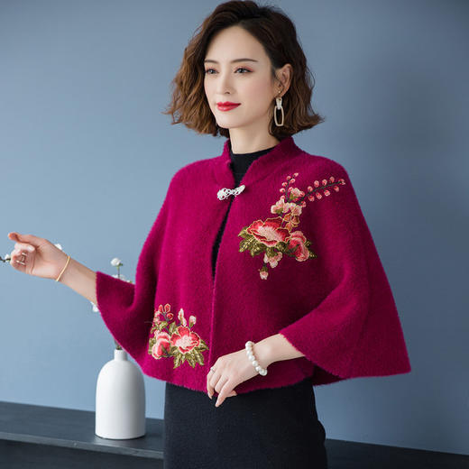 xx-8202秋冬新款百搭水貂绒斗篷外套旗袍披肩