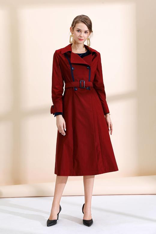 双排扣芽条装饰风衣（附腰带） 商品图2