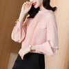 SS-12-1905气质显瘦上衣粉色甜美桑蚕丝衬衣灯笼袖真丝衬衫 商品缩略图1