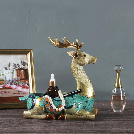 收纳鹿摆件 新居礼品客厅茶几摆件玄关钥匙收纳盒 时尚 大气 商品图3
