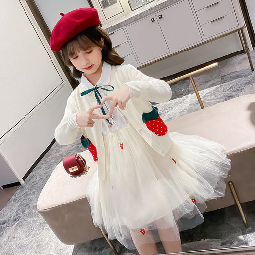 NHRX-HQL25女童毛衣连衣裙女童毛衣套装童装秋款两件套 商品图2