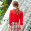 欧芮儿新年红色毛衣女春装女新款五分袖针织衫女显瘦毛衫 商品缩略图2
